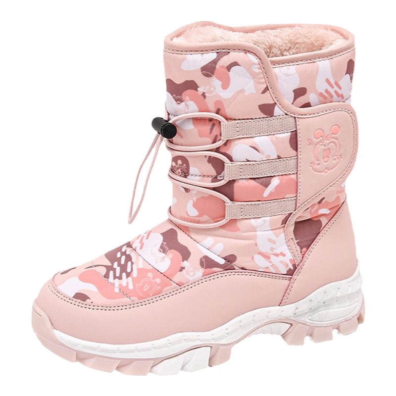 巴布豆儿童冬季加绒雪地靴