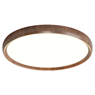 爱多辉胡桃木色卧室灯日式原木复古中古风超薄无缝高亮护眼吸顶灯