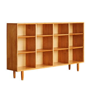 实木书柜组合矮柜儿童书柜家用落地全实木书架多层储物柜樱桃色