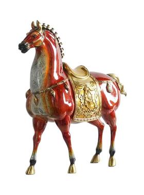 京茵马到成功黄铜盛世唐马摆件