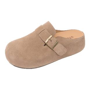 星期六复古真皮厚底半拖鞋勃肯鞋女2025秋冬新款博肯鞋单鞋一脚蹬