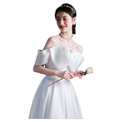 法式轻婚纱2025新款新娘出门纱缎面森系旅拍简单大气夏季敬酒服