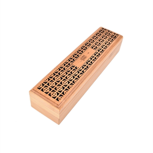 双层竹木质线香盒卧香炉存香卧式香插家用室内镂空沉香檀香熏香炉