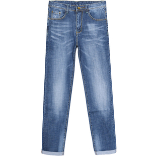 大大牛 亲肤舒适弹力宽松直筒牛仔裤男休闲高腰深裆大码秋冬款