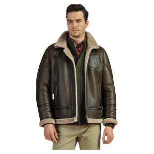 MCS男装源自万宝路秋冬款羊皮休闲立领皮衣合身美式复古外套男士