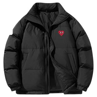 查尔斯桃心羽绒服男新国标90绒纯色爱心短款冬季外套2025新款加厚