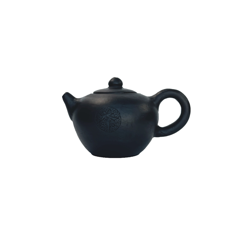 纯手工土窑柴烧非遗黑陶泡柒茶壶