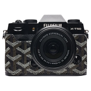 适用于富士xt50保护套复古花纹相机半套底座壳配件fuji xt50皮套