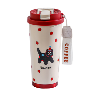 保温杯316不锈钢双饮咖啡杯大容量女高颜值随行吸管水杯情侣杯子