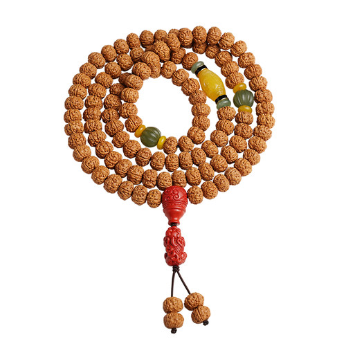 小金刚菩提子手串男女108佛珠戴脖子的项链精品配饰貔貅朱砂吊坠