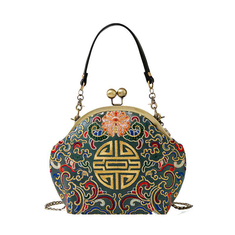 中国风刺绣包中式婚礼喜婆婆包礼服包囍包手工包包妈妈包口金包