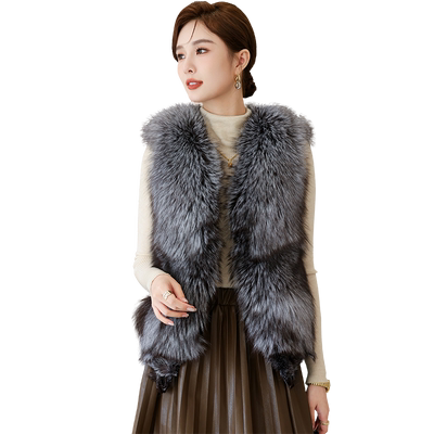 纯狐狸毛马甲进口整皮草外套大衣