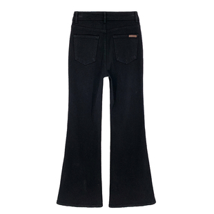 西草儿5122「超模裤」黑色直筒微喇牛仔裤女秋季新款显瘦喇叭裤子