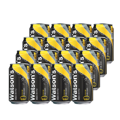 屈臣氏苏打汽水原味清新香草味碳酸气泡水330ml*16罐多口味