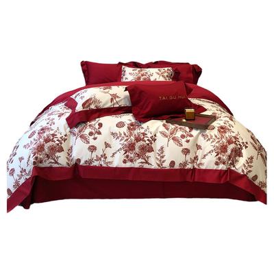 100s全棉长绒棉红色婚庆四件套