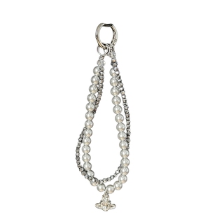 奢华高端珍珠手机链超亮水晶串珠手腕链条精致土星吊坠双层手链新款设计高级感挂链高档防丢钥匙ccd包挂件壳