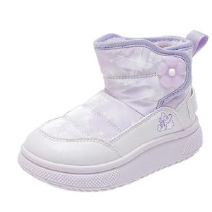 巴布豆童鞋女童雪地靴加绒保暖棉靴2025新款短靴女孩冬鞋儿童靴子