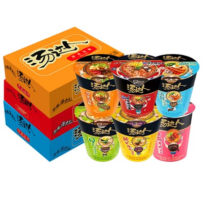 统一汤达人方便面桶装泡面日式豚骨拉面酸辣桶装整箱速食夜宵