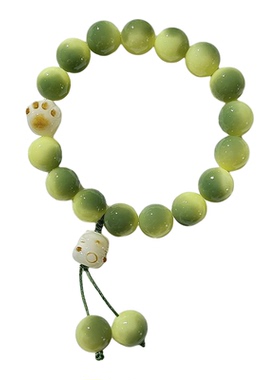 可爱卡通猫爪绿色合金女士手链