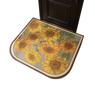向日葵花地垫入户门垫可擦免洗门厅皮革脚垫子耐脏进门口玄关地毯