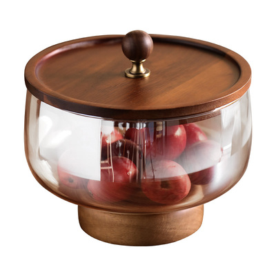 中古风玻璃水果盘轻奢高端带盖