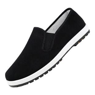 老北京布鞋男款防滑软底黑色老年棉鞋加绒爸爸鞋保暖父亲鞋一脚蹬