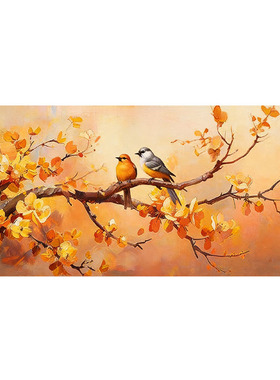 大芬村纯手绘喜上眉梢花鸟油画