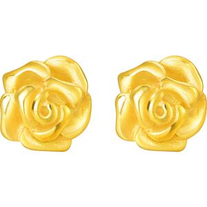 周生生黄金耳环玫瑰花耳钉足金耳饰女款珠宝68730E定价