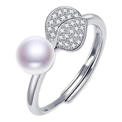京润银S925淡水珍珠戒指开口戒