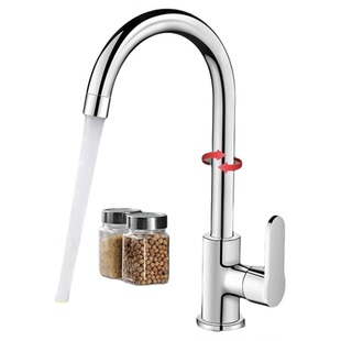 全铜厨房水龙头冷热洗菜盆不锈钢水槽防溅洗手池单冷旋转阳台热水