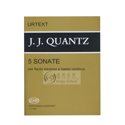 匡茨 五首奏鸣曲 长笛和低音通奏 布达佩斯原版乐谱书 Quantz 5 Sonatas for Flute and Basso Continuo score and parts Z 14362