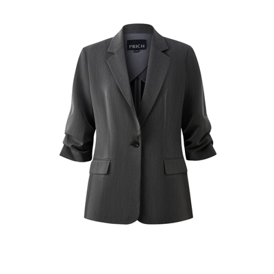 【莫代尔】PRICH气质H型微廓西装秋季新品七分袖抽皱西服女