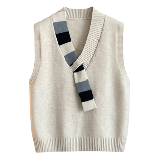 设计感时髦洋气马甲毛衣女款2026春秋新款宽松外穿针织背心冬叠穿