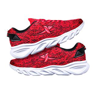 特步男鞋运动鞋男款2026秋冬网面休闲鞋子本命年红色飞织跑步鞋男