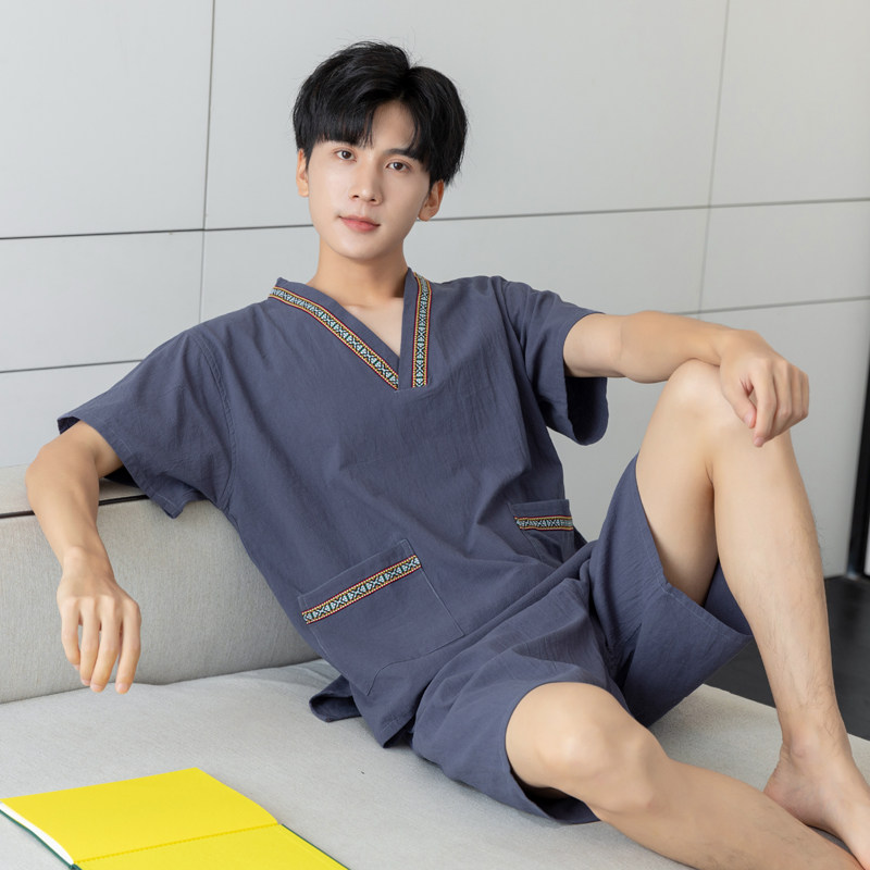 汗蒸服女纯棉男士大码高端情侣浴服全棉加肥客人睡衣足疗按摩桑拿