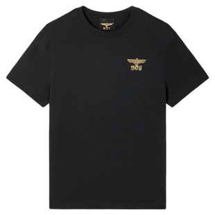 BOYLONDON黑色烫钻翅膀街头时尚潮牌短袖夏季男女同款T恤N01368