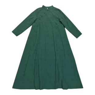 【檀香】素心自制民族风连衣裙秋冬复古立领加厚加绒提花宽松长裙