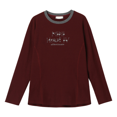 加肥加大码刺绣长袖打底衫女