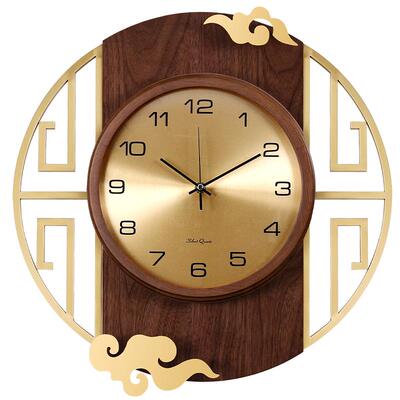 【黄铜+胡桃木】新中式静音挂钟