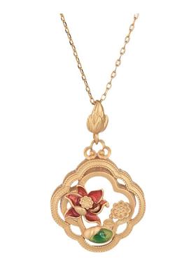 2025国潮新品中国风古装汉服项饰珐琅工艺镶嵌仿和田玉复古项链女