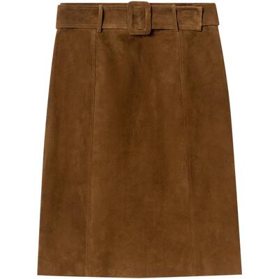 SALT.P可颜【羊皮革】复古绒面半身裙短款2025秋季新品AC35350050