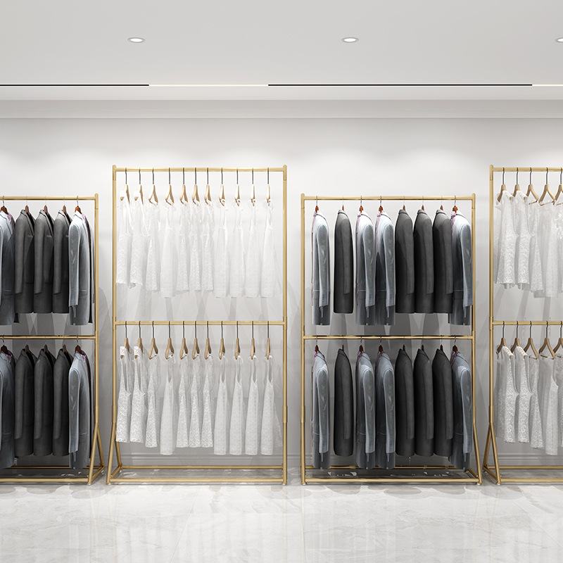 双层挂衣架西服旗袍落地摄影服装批发架子楼童装展示架货架服装店
