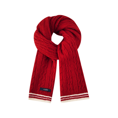 Himade韩系红色条纹氛围感围巾女