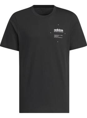 情侣款休闲简约上衣圆领短袖T恤男女adidas阿迪达斯轻运动