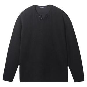 Light Weight新中式重磅华夫格亨利领Polo衫长袖T恤运动卫衣健身