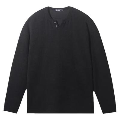 重磅华夫格亨利领Polo衫长袖T恤