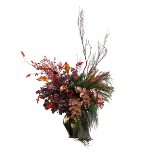 鲲屿 新中式红色系仿真花摆设【赤影潋滟】酒店大堂别墅高级摆件