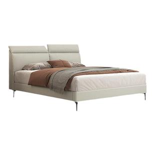 雅兰简约现代真皮床主卧室双人床软包互不打扰1.5米实木床架 原栖