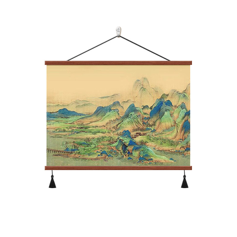 千里江山图餐厅电表箱装饰画山水