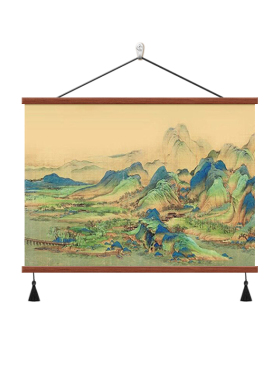 千里江山图餐厅电表箱装饰画山水